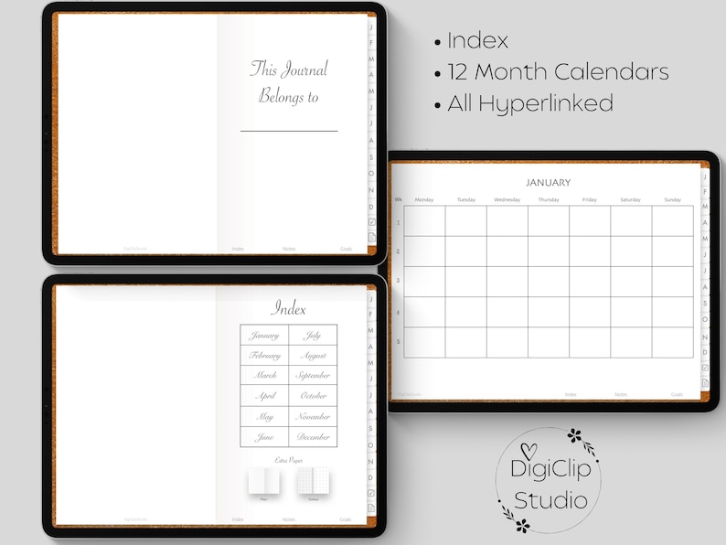 Digital Bullet Journal Goodnotes PDF With Links, Calendars, Notes ...