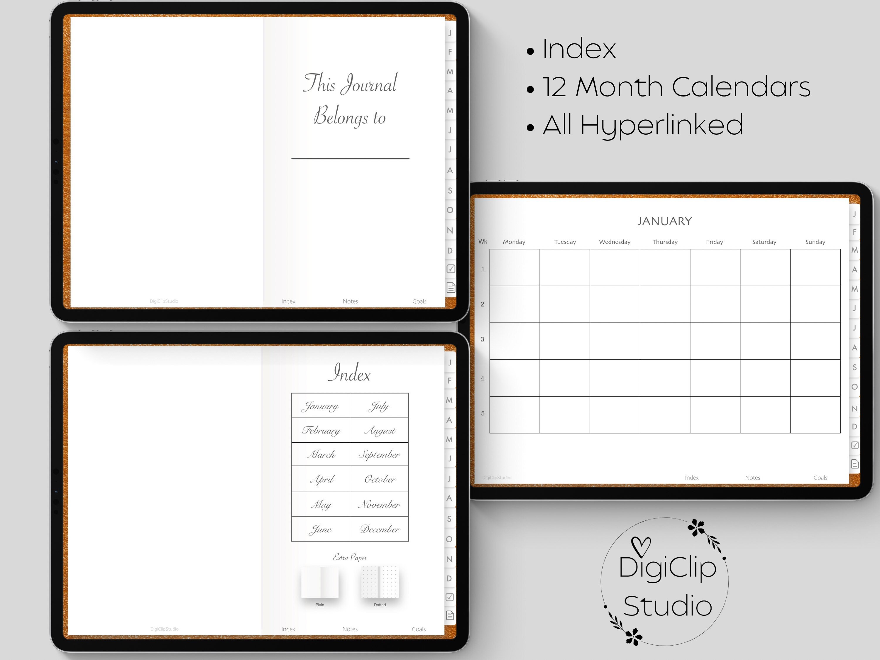 Digital Bullet Journal Goodnotes | PDF | With Links, Calendars, Notes ...
