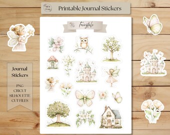Fairytale Printable Journal Stickers, PNG, SVG, Pre-Cut
