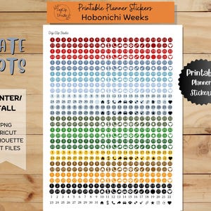 Date Dots Fall Winter Hobonichi Weeks Weekly Sticker Kit Printable Planner Stickers, PNG, Cricut, Silhouette