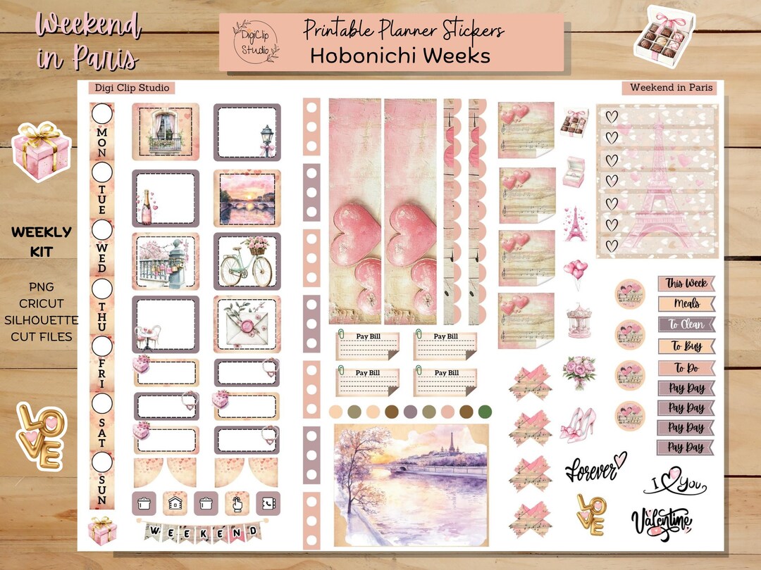 Weekend in Paris Hobonichi Weeks Weekly Sticker Kit, Printable Planner ...