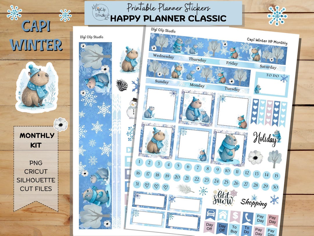 Capi Winter Happy Planner Stickers Classic Monthly Kit Printable ...