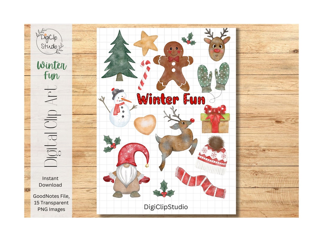 Winter Digital Clip Art, Goodnotes Clip Art, Scrapbook Stickers ...