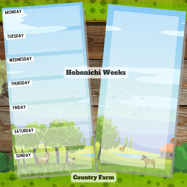 Hobonichi Weeks Weekly Printable Sticker Set  | Full Page | Country Farm | Instant Download