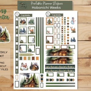 Cozy Winter, Hobonichi Stickers Weeks Weekly Sticker Kit, Printable Planner Stickers, Digital Stickers, PNG, Cricut, Silhouette