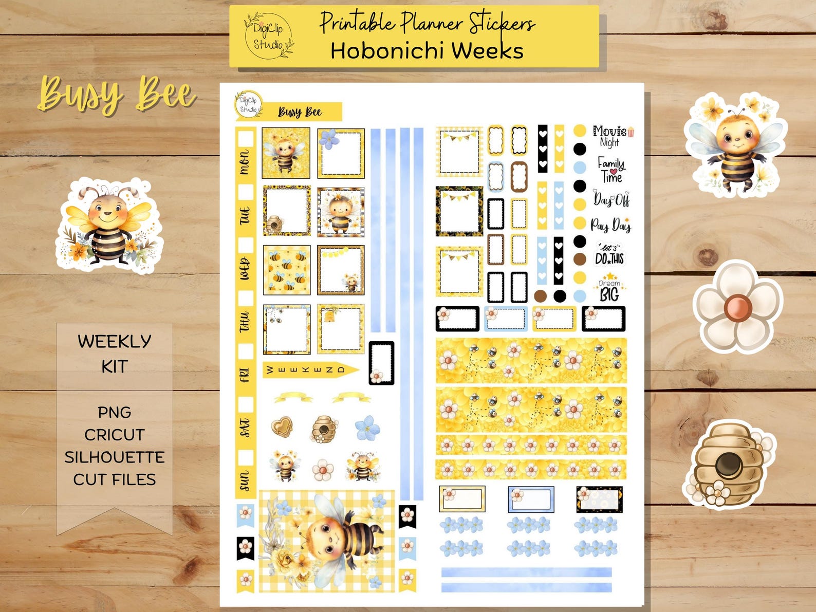 Busy Bee Hobonichi Weeks Weekly Sticker Kit, Printable Planner Stickers ...