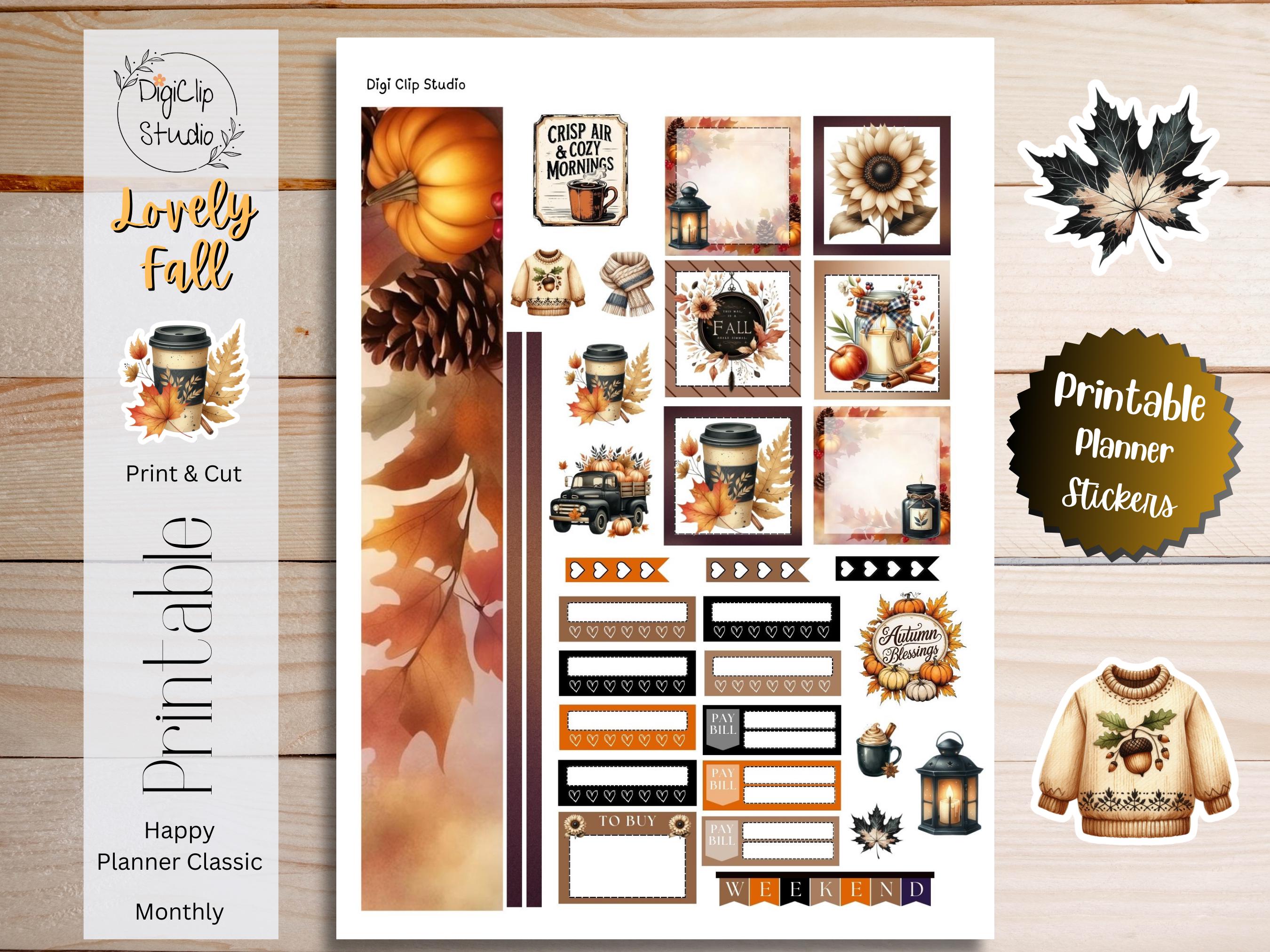 Lovely Fall Happy Planner Stickers Classic Monthly Kit Printable ...