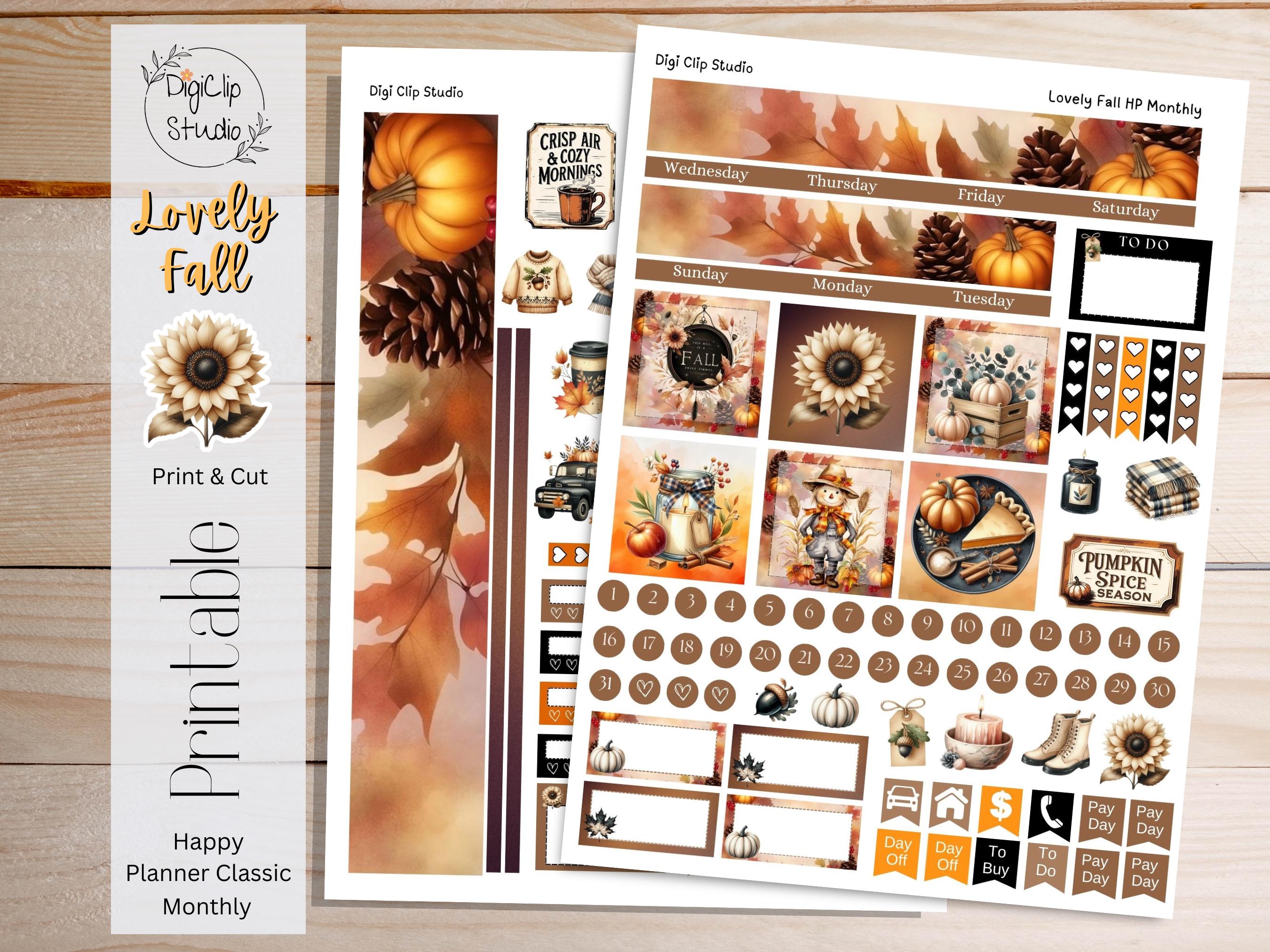 Lovely Fall Happy Planner Stickers Classic Monthly Kit Printable ...