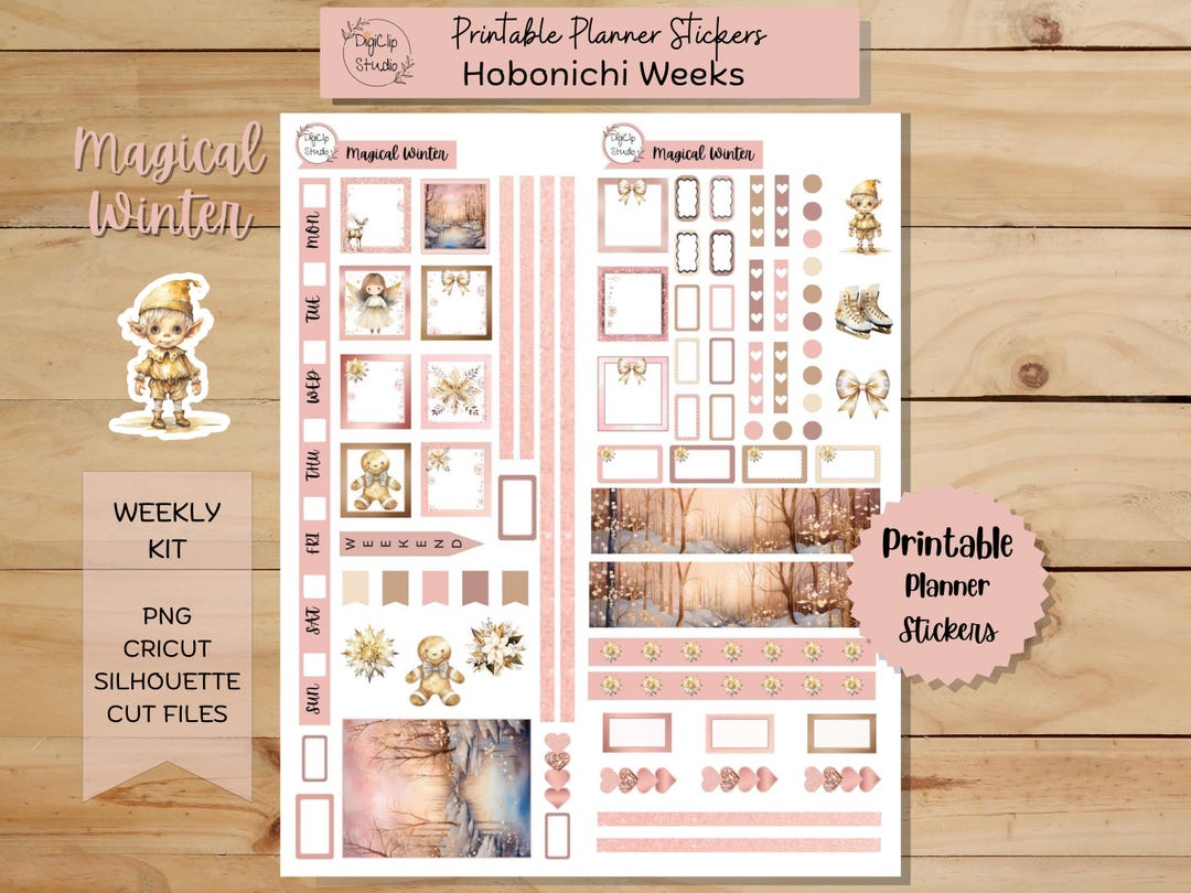 Magical Winter Hobonichi Weeks Weekly Sticker Kit, Printable Planner ...