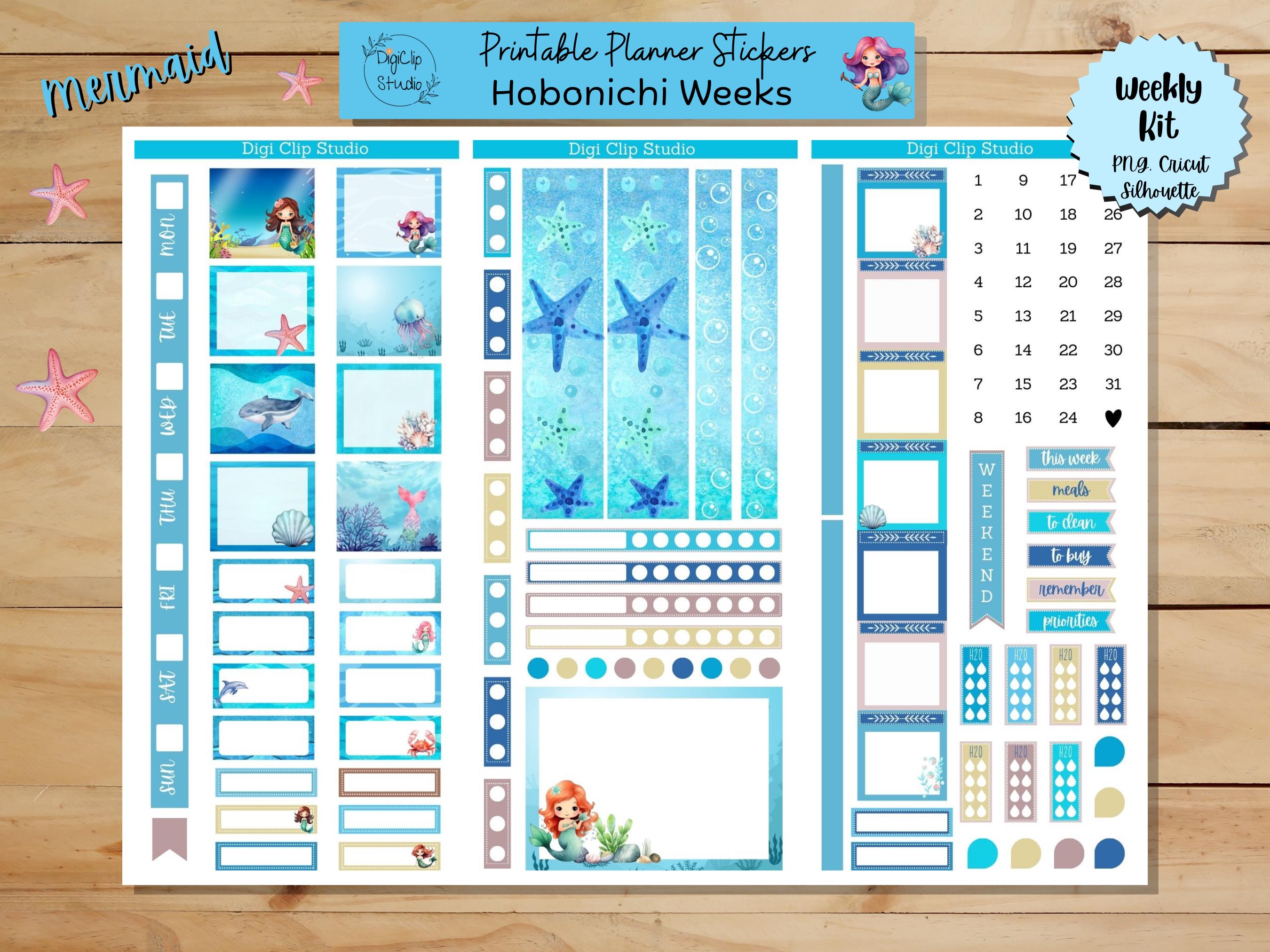 Mermaid Hobonichi Weeks Stickers Weekly Kit Printable Planner Stickers ...