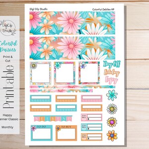 Colorful Daisies Happy Planner Stickers Classic Monthly Kit Printable ...