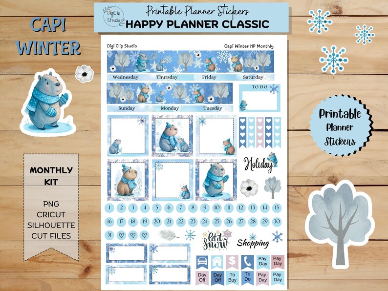 Capi Winter Happy Planner Stickers Classic Monthly Kit Printable ...