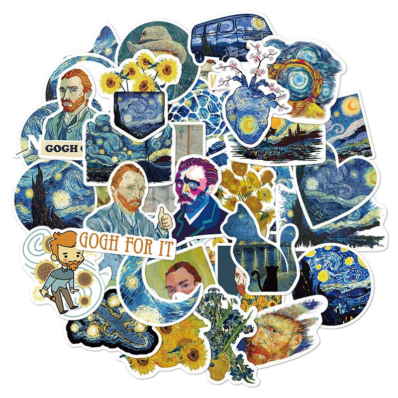 50 PCS VAN GOGH Stickers Vang Gogh Stickers Van Gogh Art Funny Van Gogh ...