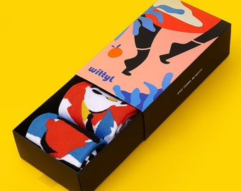 アーティストノベルティソックスギフトボックス：ピカソ、ダイアナ、モンドリアンデザイン