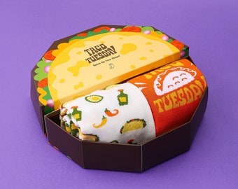 タコ チューズデー ソックス ギフトボックス: オーガニックコットン ノベルティソックス