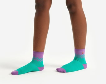 Embroidered Chess Piece Socks | Checkerboard Socks | Fun Socks