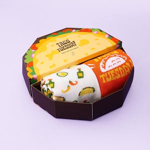 Geschenkdoos Taco Socks: nieuwigheidssokken van biologisch katoen