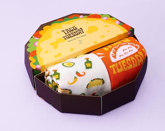 タコスソックスギフトボックス：オーガニックコットンノベルティソックス