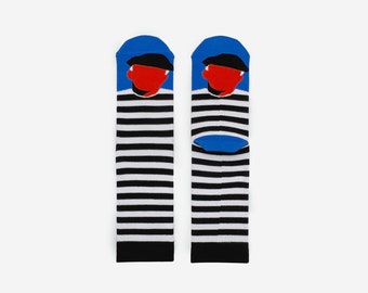 Picasso Socks: Funky Cotton Crew Socks with Striped Design