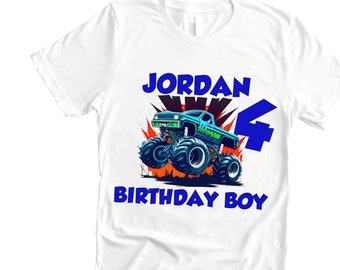 Monster Truck Birthday Shirt: Custom Name & Age, Family Matching Tee