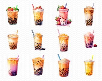 Boba Drink Sticker Sheet 12 | Boba Tee Bubble Drink Aufkleber - Kawaii Boba Milch Tee Aufkleber Set