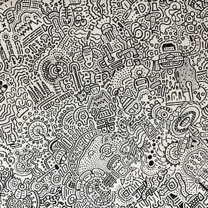 Doodle art drawing, hand drawn, wall/living room/office decor