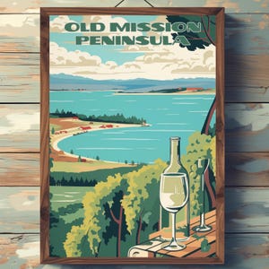 Old Mission Peninsula, Traverse City, Michigan Vineyard Travel Print