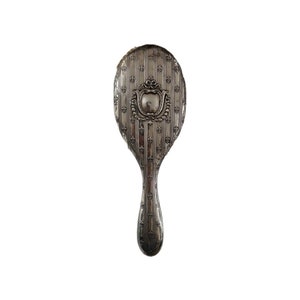 Vintage Fleur De Lis Embossed Silver Plate Brush