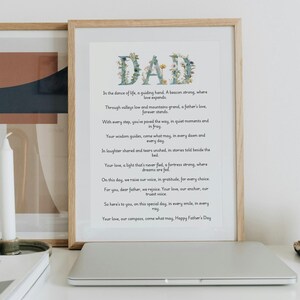 Impression numérique de poèmes pour la fête des pères, cadeau pour les parents seuls, art mural à télécharger, décoration d'intérieur, imprimable à la maison