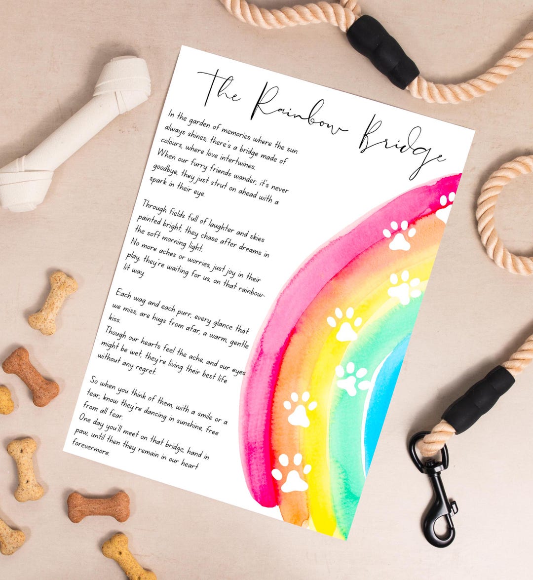 Rainbow Bridge Poem Cat Alternate Version Digital Print, Pet Kitten ...