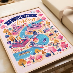 ロンドンの壁アート デジタルプリント、室内装飾、抽象的な都市地図のダウンロード、自宅で印刷可能、ポスターギフト