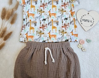 Baby Sommerset, Shirt + Shorts, Wildtiere, Safari, beige
