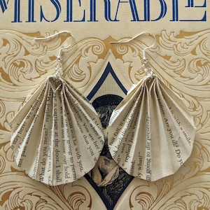 Les Miserables by Victor Hugo Recycled Paper Book Earrings | Handmade Earrings