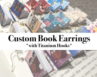 Custom Book Earrings *with Titanium Hooks* | Handmade Mini Book Earrings