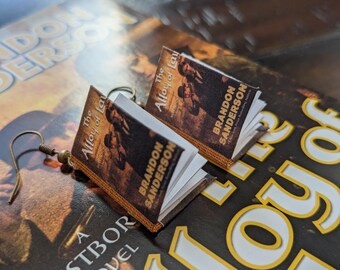 Mistborn Wax & Wayne Series by Brandon Sanderson (Mass Market Paperback Covers) Earrings *ONE PAIR per order* | Handmade Mini Book Earrings