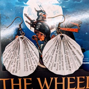 Wheel of Time Series by Robert Jordan & Brandon Sanderson Recycled Paper Book Earrings | Handmade Mini Earrings