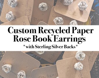 Recycled Paper Book Earrings *with Sterling Silver Backs* | Handmade Mini Book Earrings