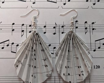 Music Recycled Paper Book Earrings | Handmade Earrings