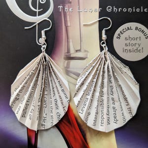 The Lunar Chronicles by Marissa Meyer Recycled Paper Book Earrings | Handmade Earrings