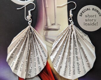The Lunar Chronicles by Marissa Meyer Recycled Paper Book Earrings | Handmade Earrings
