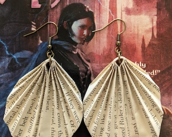 Mistborn Trilogy by Brandon Sanderson Recycled Paper Book Earrings | Handmade Earrings
