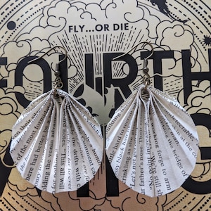 Fourth Wing (Empyrean) Series by Rebecca Yarros Recycled Paper Book Earrings | Handmade Earrings