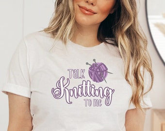 Háblame de tejer camisa, regalo de camisa de punto para ella, regalo de camisa de punto para mamá, regalo de amante de tejer para la abuela, camiseta de punto divertida