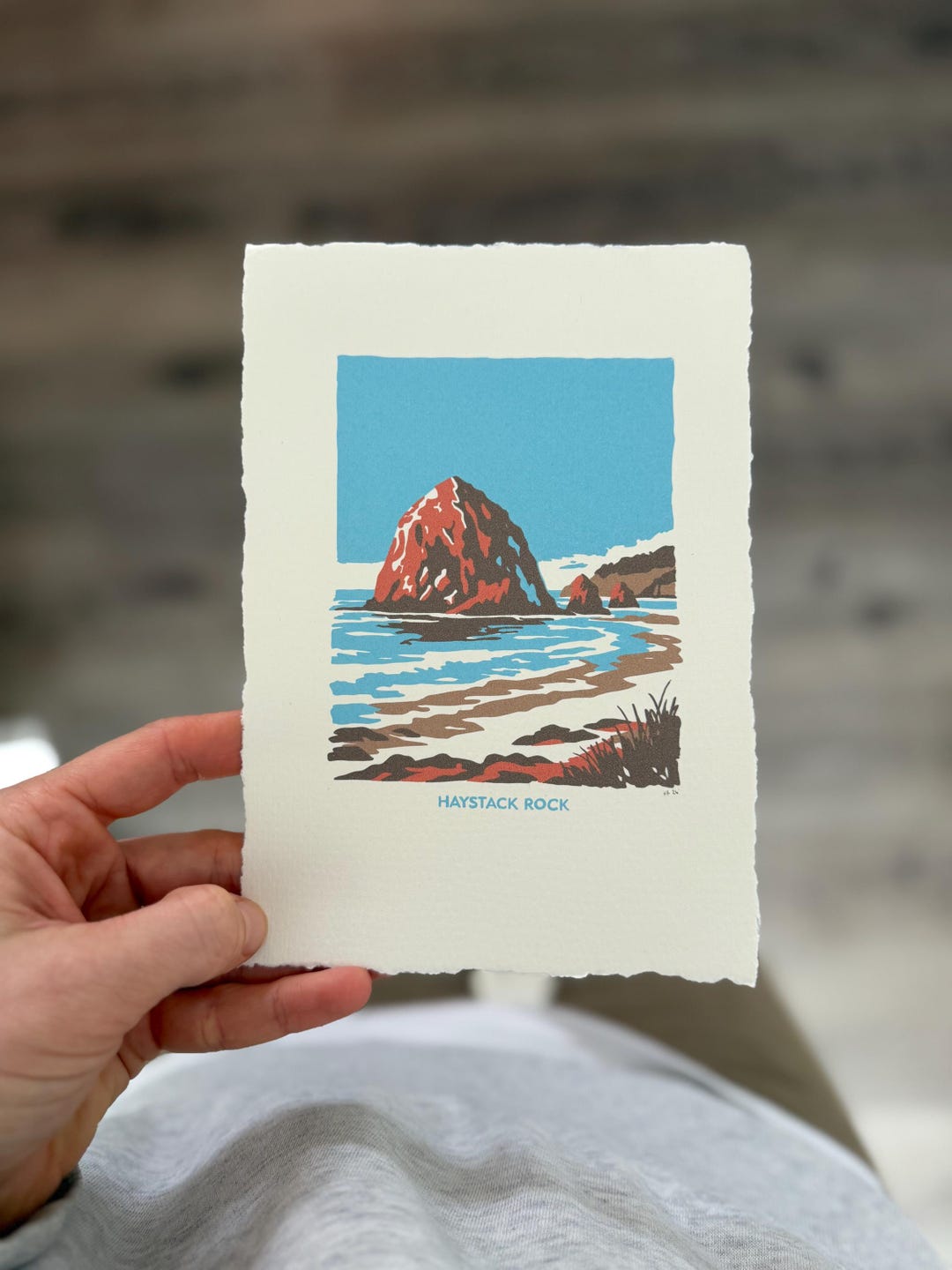 Haystack Print Out Haystack Rock // Digital Linocut Block Print // 4x6 // 5x7 // Digital ...