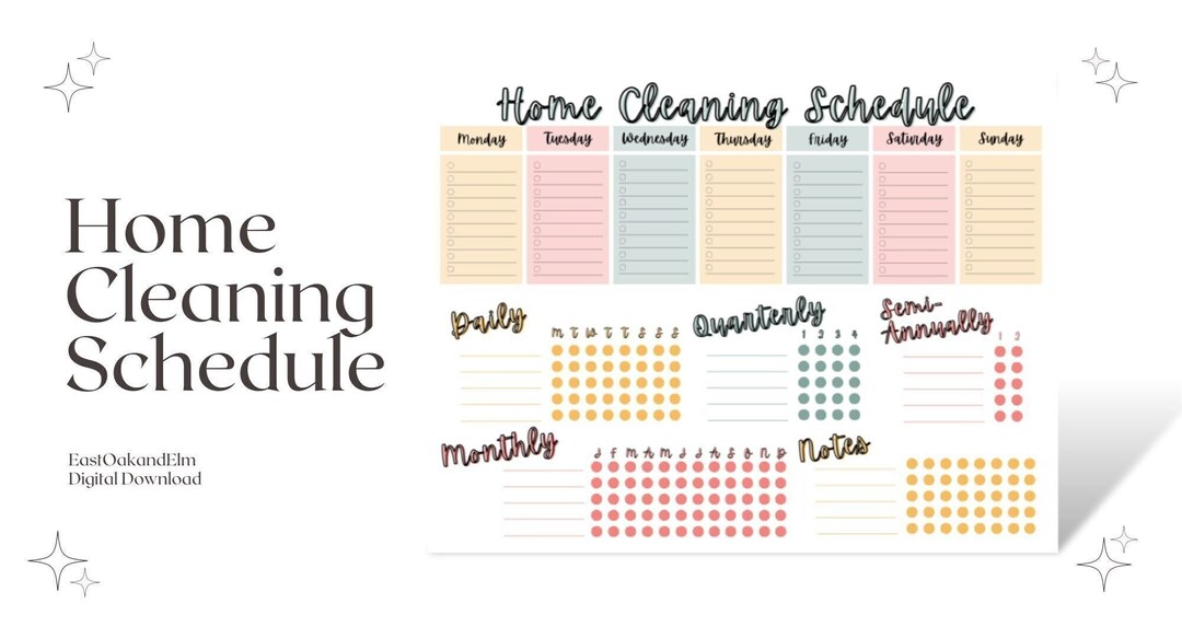 Editable Home Cleaning Schedule Adhd Cleaning Checklist Etsy