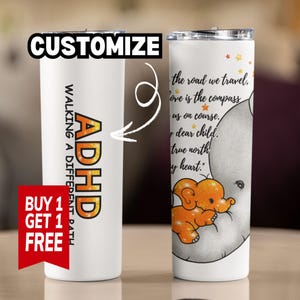 Buy 1 Get 1 Free! ADHD Awareness 20oz Tumbler, Personalized UV DTF Cup, Neurodivergent Pride, Advocate Gift, Custom Name Tumbler