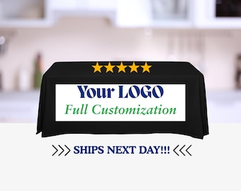 Custom 6ft Tablecloth with Logo: Waterproof Polyester Event Table Cover