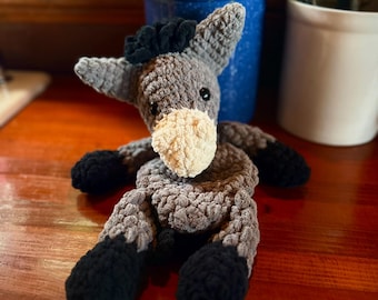 Handmade Crochet Donkey Snuggler | Soft Plush Toy, Nursery Decor