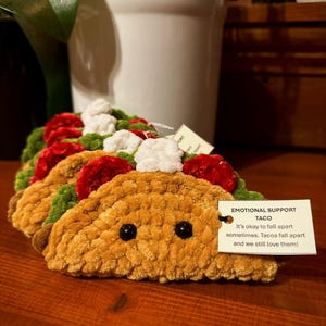 Emotional Support Taco, Taco, Handmade Crochet Taco, Crochet Taco, Desk Decor, Christmas Gift, Coworker Gift, Gag Gift