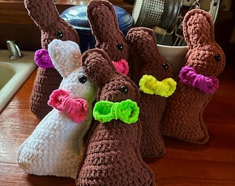Crochet Chocolate Bunny | Handmade Plushie, Easter Decor